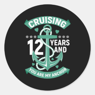 12 Year 12Th Anniversary Husband Cruise Classic Round Sticker