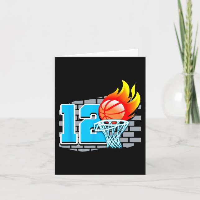 12 Year Old 12th Basketball Birthday Party Theme B Card (Front)