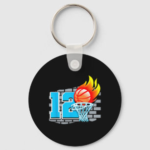 12 Year Old 12th Basketball Birthday Party Theme B Keychain