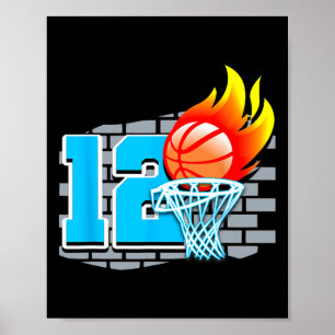 12 Year Old 12th Basketball Birthday Party Theme B Poster