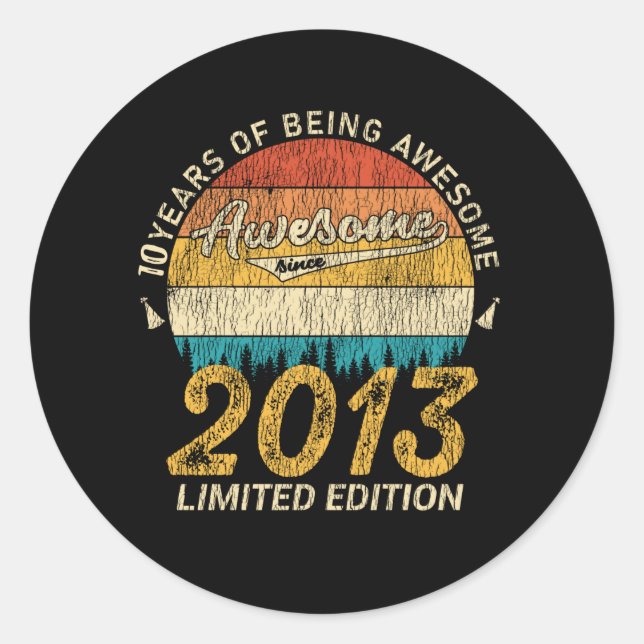 12 Year Old 2013 Retro Awesome 12th Birthday Gift  Classic Round Sticker (Front)