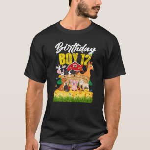 12 Year Old Barnyard Birthday Boy 12th Farm Animal T-Shirt