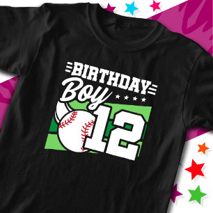 12 Year Old Baseball Party Theme 12th Birthday Boy T-Shirt