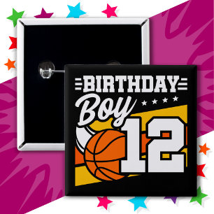 12 Year Old Basketball Party 12th Birthday Boy 2 Inch Square Button