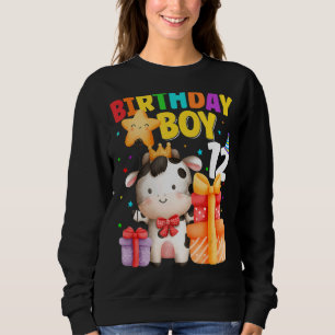 12 Year Old Birthday Boy 12th Cow Farm Animals B D Sweatshirt