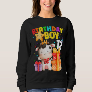 12 Year Old Birthday Boy 12th Cow Farm Animals B D Sweatshirt