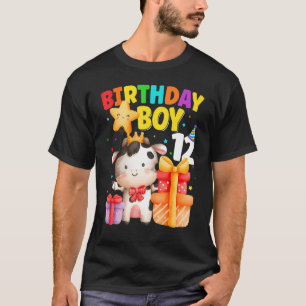 12 Year Old Birthday Boy 12th Cow Farm Animals B D T-Shirt