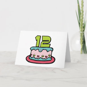 12 Year Old Birthday Cake Card