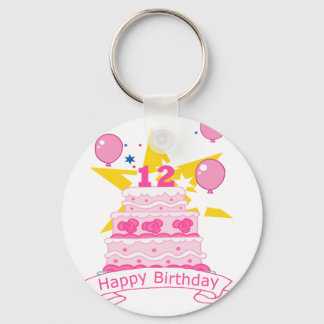12 Year Old Birthday Cake Keychain