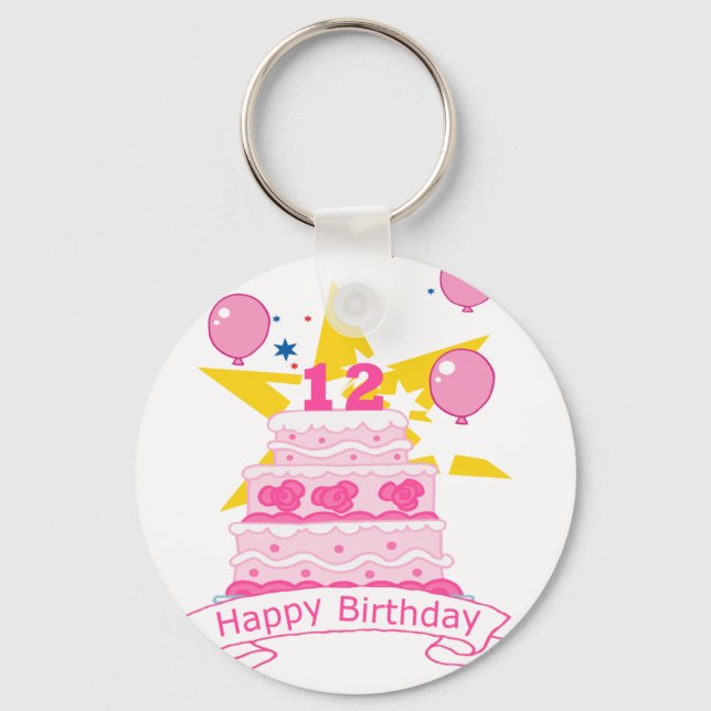 12 Year Old Birthday Cake Keychain (Front)