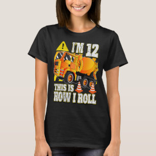 12 Year Old Birthday Concrete Mixer Truck T-Shirt
