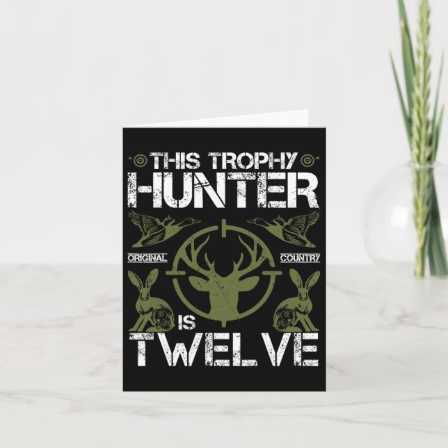 12 Year Old Birthday Hunting Duck Deer Hunter 12th Card (Front)