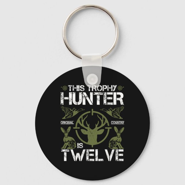 12 Year Old Birthday Hunting Duck Deer Hunter 12th Keychain (Front)