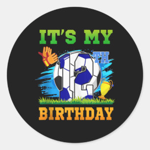 12 Year Old Boy Its My 12th Birthday Soccer Theme Classic Round Sticker