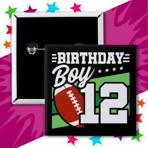12 Year Old Football Party Theme 12th Birthday Boy 2 Inch Square Button