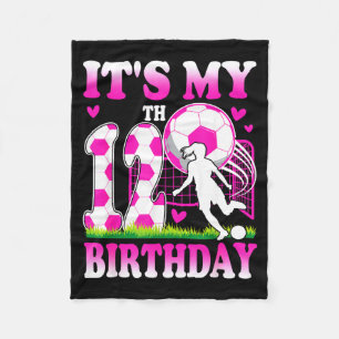 12 Year Old Girl Birthday Soccer Themed Party 12th Fleece Blanket