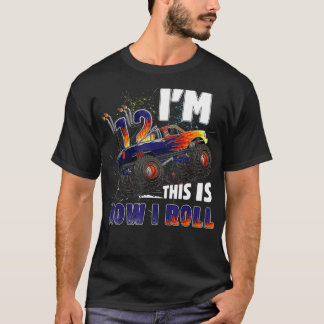 12 year old monster truck birthday boy 12th Truck  T-Shirt