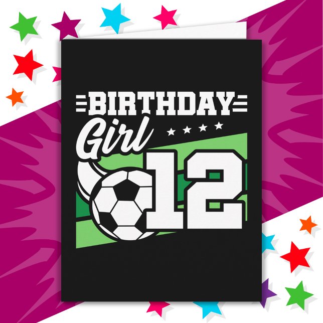 12 Year Old Soccer Football 12th Birthday Girl Card (Creator Uploaded)