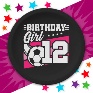 12 Year Old Soccer Football 12th Birthday Girl Paper Plate