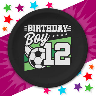 12 Year Old Soccer Football Kids 12th Birthday Boy Paper Plate