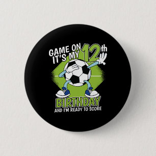12 Year Old Soccer Player Boy 12th Birthday Soccer 2 Inch Round Button