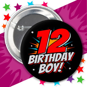 12 Year Old Superhero Birthday Boy 12th Birthday 2 Inch Round Button