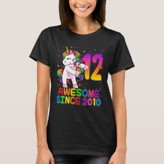 12 Year Old Unicorn Flossing 12Th Birthday Girl Un T-Shirt