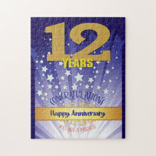 12 Year Recovery Anniversary Bold Numeral Jigsaw Puzzle
