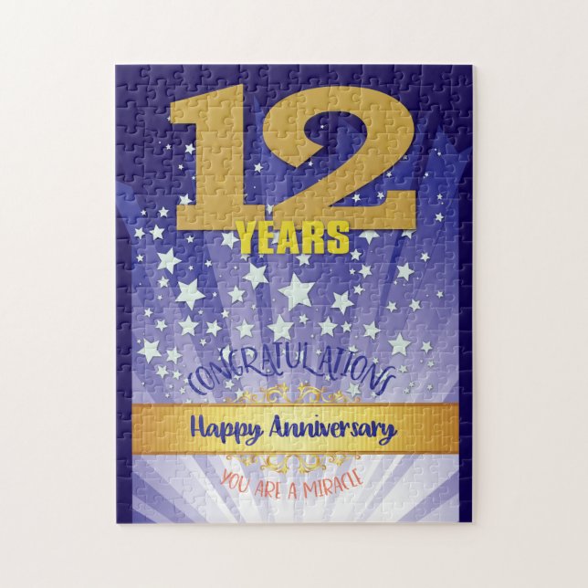 12 Year Recovery Anniversary Bold Numeral Jigsaw Puzzle (Vertical)