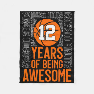 12 Years Of Being Awesome Basketball 12th Birthday Fleece Blanket