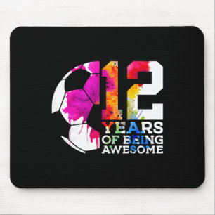 12 Years Of Being Awesome Footll 12th Birthday Mouse Pad