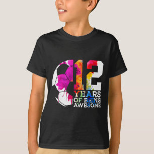 12 Years Of Being Awesome Footll 12th Birthday  T-Shirt