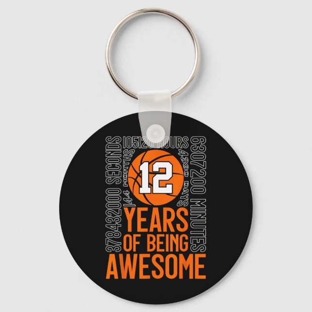 12 Years Of Being Awesome Sketll 12th Birthday  Keychain (Front)