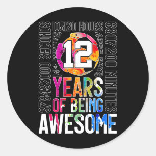 12 Years Of Being Awesome Soccer 12th Birthday _1  Classic Round Sticker