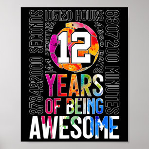 12 Years Of Being Awesome Soccer 12th Birthday _1 Poster