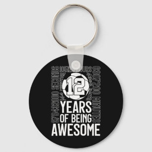 12 Years Of Being Awesome Soccer 12th Birthday _2 Keychain