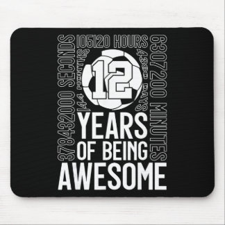 12 Years Of Being Awesome Soccer 12th Birthday _2  Mouse Pad