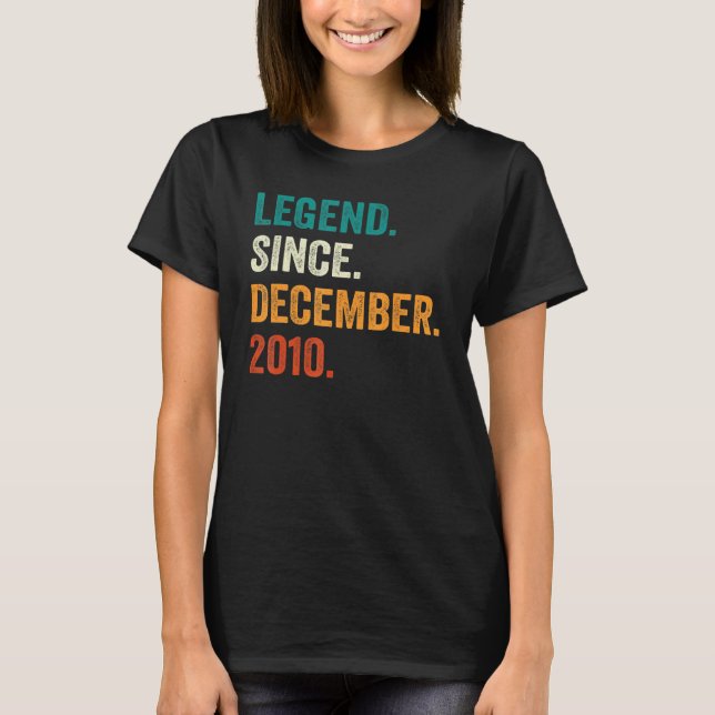 12 Years Old  12th Bday Boys Legend Since December T-Shirt (Front)