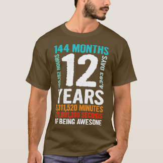 12 Years Old 12th Birthday Gift Retro Vintage 144 T-Shirt