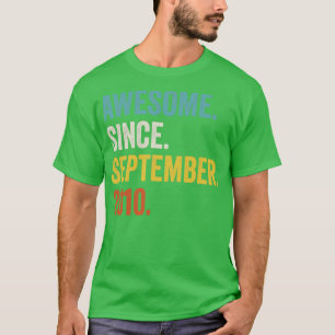 12 Years Old Awesome Since September 2010 12th Bir T-Shirt