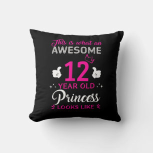 12 Years Old Birthday gift for princess girl Throw Pillow