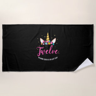 12 Years Old Birthday Girl Gifts Unicorn 12th Birt Beach Towel