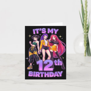 12 Years Old Birthday K pop Kids 12th Bday Girls Card