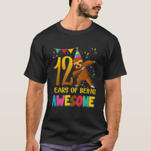 12 Years Old Birthday Sloth Dabbing 12th Birthday T-Shirt