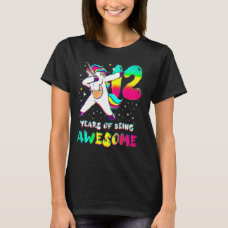 12 Years Old Girl Unicorn Dabbing 12th Birthday Cl T-Shirt