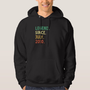 12 Years Old Legend Since July 2010 12th Birthday Hoodie