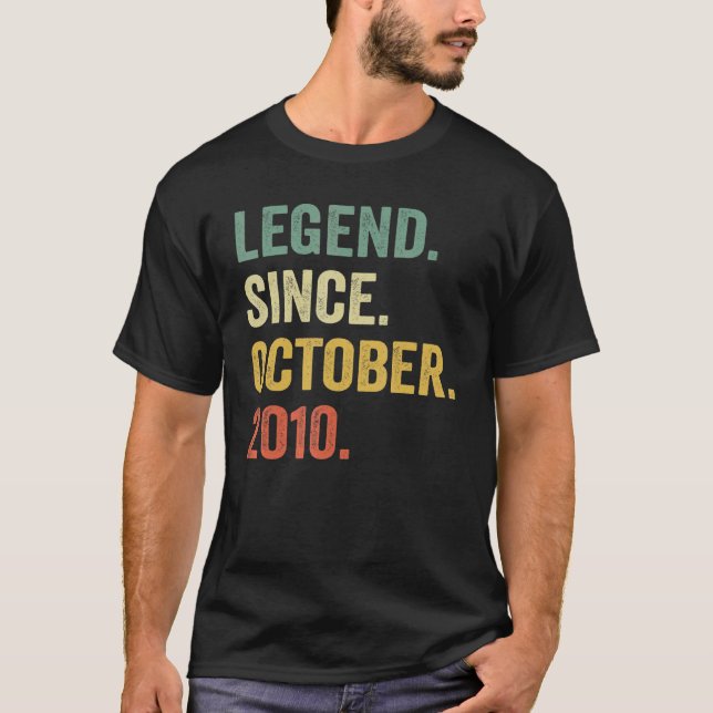 12 Years Old Legend Since October 2010 12th Bday B T-Shirt (Front)
