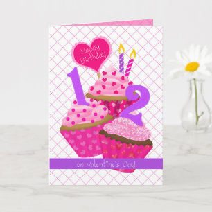 12 Years Old on Valentine's Day Birthday Card