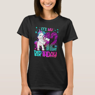 12 Years Old Unicorn Flossing 12th Birthday Girl U T-Shirt