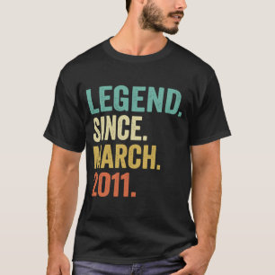 12 Years OldLegend Since March 2011 12th Birthday T-Shirt